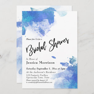 Abstract Watercolor Splashes Bridal Shower Invitation
