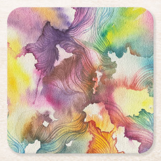 Abstract Watercolor Square Paper Coaster