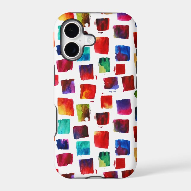Abstract watercolor squares geometric pattern (Back)