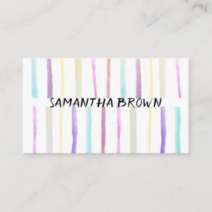abstract watercolor stripes colourful modern custo business card