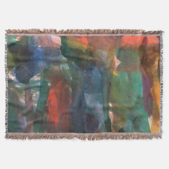 Abstract Watercolor Strokes Painterly Pattern Art Throw Blanket (Front)