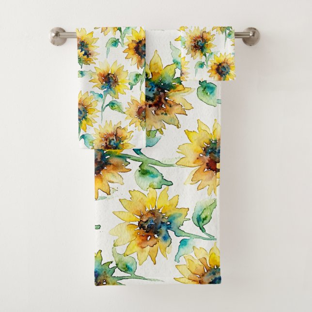 Abstract Watercolor Sunflowers Seamless Pattern  (En situation)