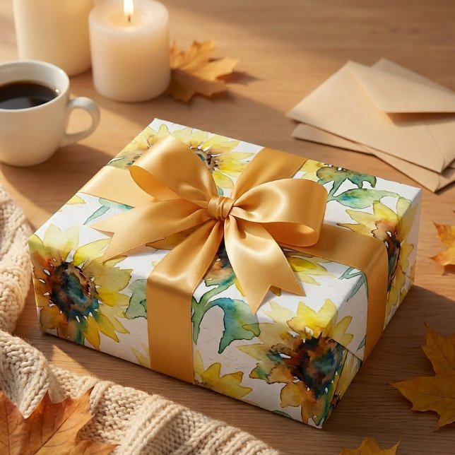 Abstract Watercolor Sunflowers Seamless Pattern  Wrapping Paper (#abstractwatercolor #watercolorpattern #sunflowerpattern #floralpattern #seamlesspattern #surfacepat)