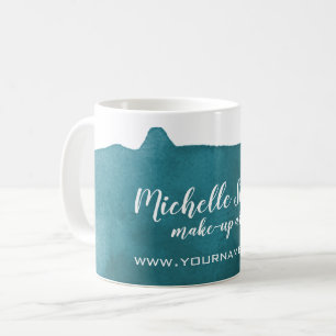 Abstract watercolor teal colour splash brush strok coffee mug