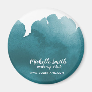 Abstract watercolor teal colour splash brush strok magnet