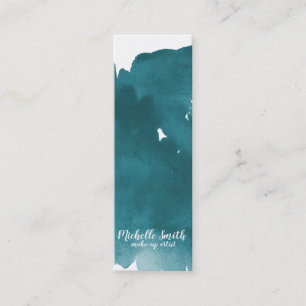 Abstract watercolor teal colour splash brush strok mini business card