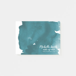 Abstract watercolor teal colour splash brush strok post-it notes
