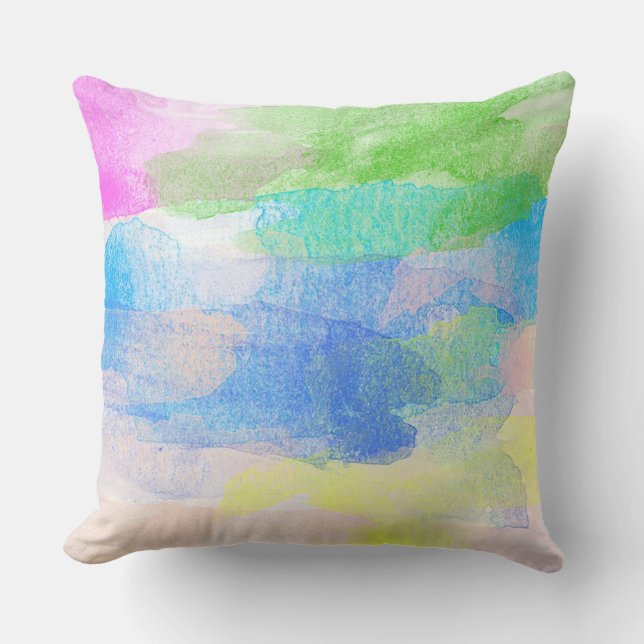 Abstract Watercolor Throw Pillow (Front)