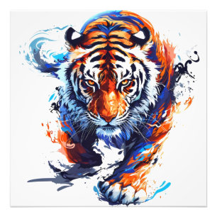 Abstract Watercolor Tiger Photo Print