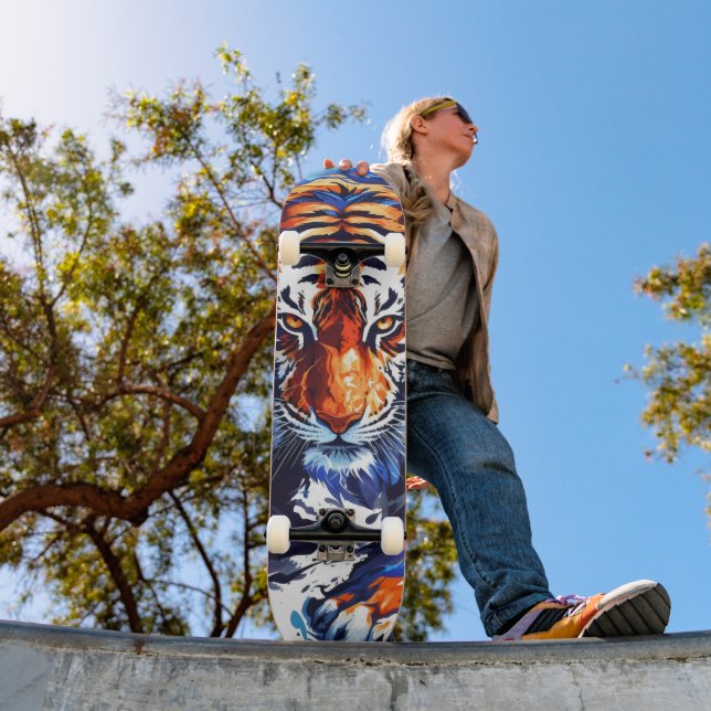 Abstract Watercolor Tiger Skateboard (Outdoor 1)