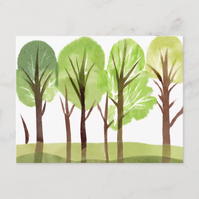 Abstract Watercolor Trees and Tree Branches  Postcard (Front)
