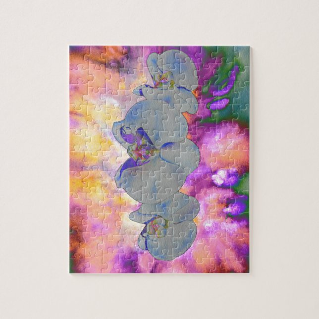  Abstract watercolor tropical floral orchids Jigsaw Puzzle (Vertical)