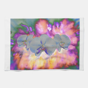  Abstract watercolor tropical floral orchids Kitchen Towel