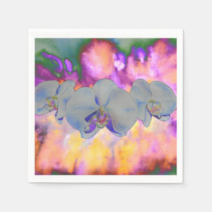  Abstract watercolor tropical floral orchids Napkin