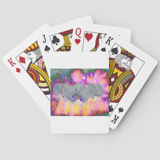  Abstract watercolor tropical floral orchids Playing Cards (Back)