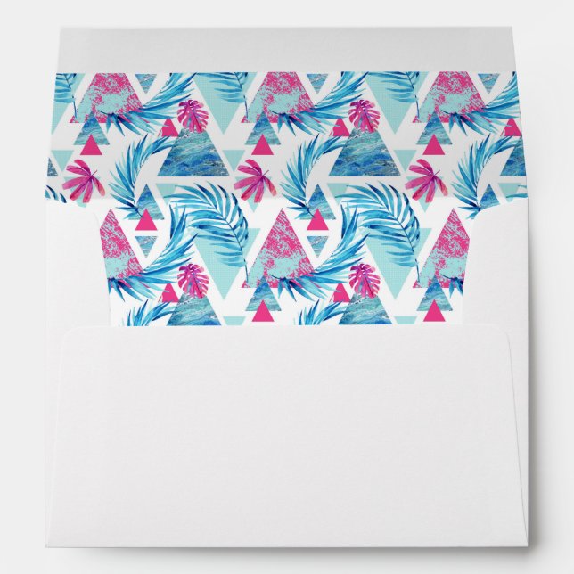Abstract Watercolor Tropical Leaf Pattern Envelopes (Back (Bottom))