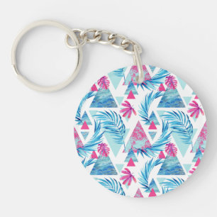 Abstract Watercolor Tropical Leaf Pattern Keychain