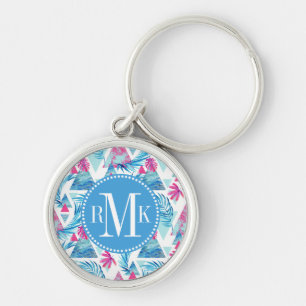 Abstract Watercolor Tropical Leaf Pattern Keychain