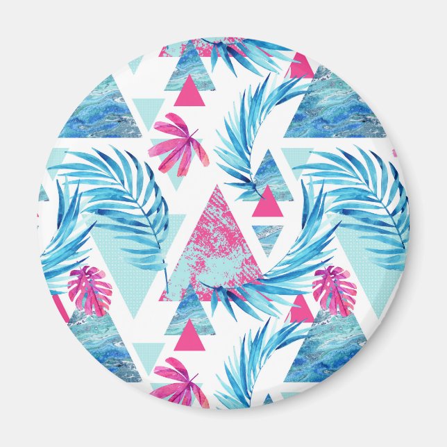 Abstract Watercolor Tropical Leaf Pattern Magnet (Front)