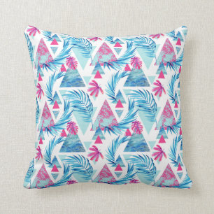 Abstract Watercolor Tropical Leaf Pattern Throw Pillow