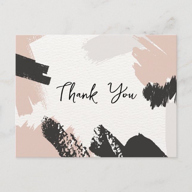 Abstract Watercolor Unique Simple Thank You Card (Front)