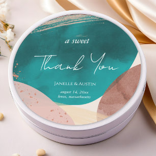 Abstract Watercolor Wedding Thank you Classic Round Sticker