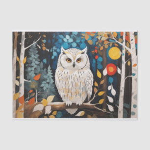 Abstract Watercolor White Owl In Vibrant Forest  Tissue Paper