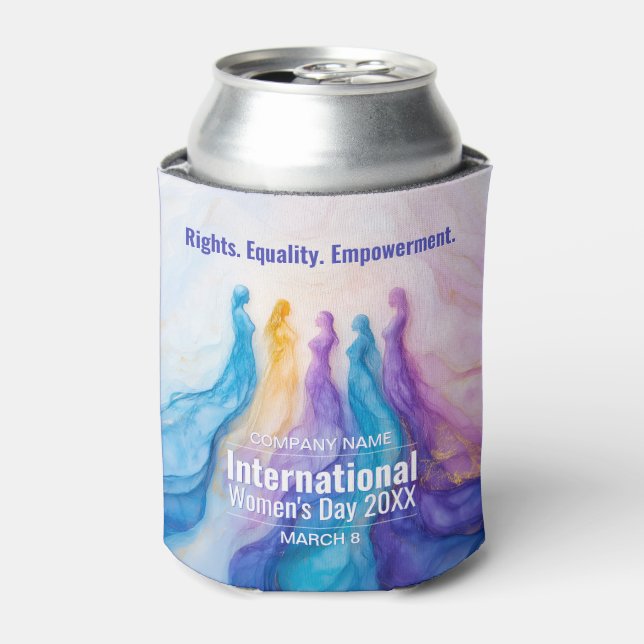 Abstract Watercolor Womens Day Can Cooler (Can Front)