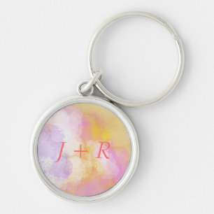 Abstract Watercolors - Orange Background Keychain