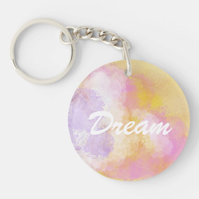 Abstract Watercolors - Orange Background Keychain (Front)