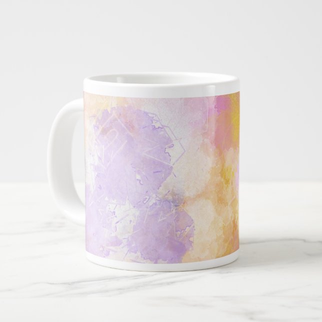 Abstract Watercolors - Orange Background Large Coffee Mug (Front Left)