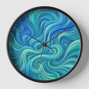 Abstract Waterfall Ocean Blue Gradient Art Clocks