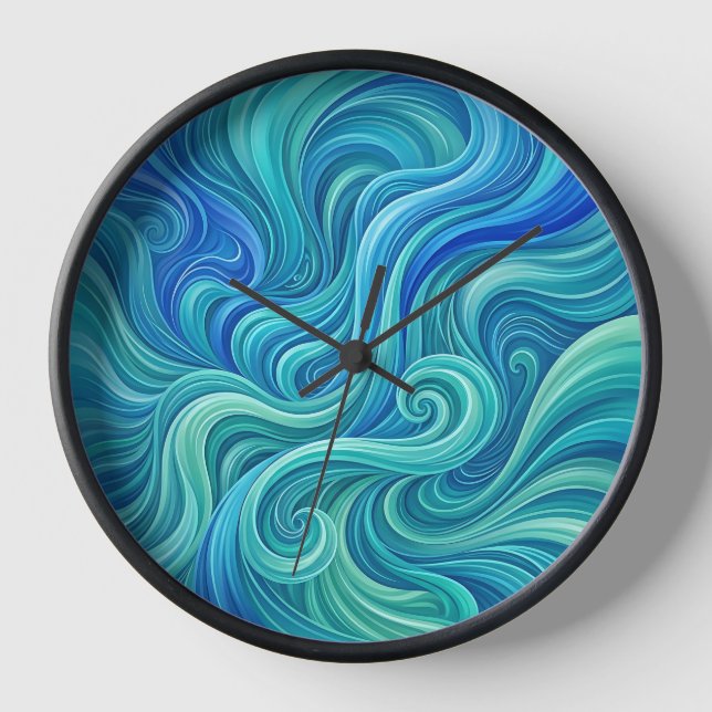 Abstract Waterfall Ocean Blue Gradient Art Clocks (Front)