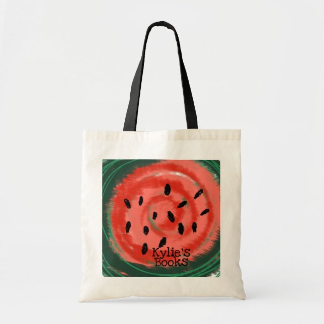 Abstract Watermelon Slice Custom Library Books Tote Bag (Front)