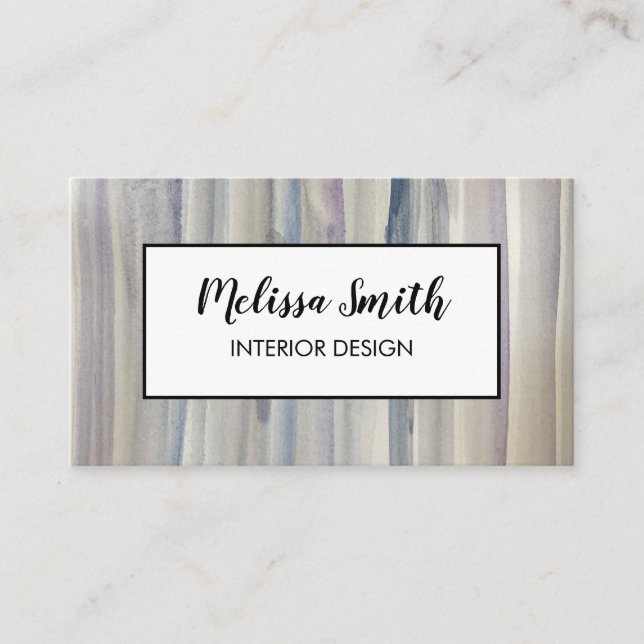 Abstract Watery Stripes Design Business Card (Front)