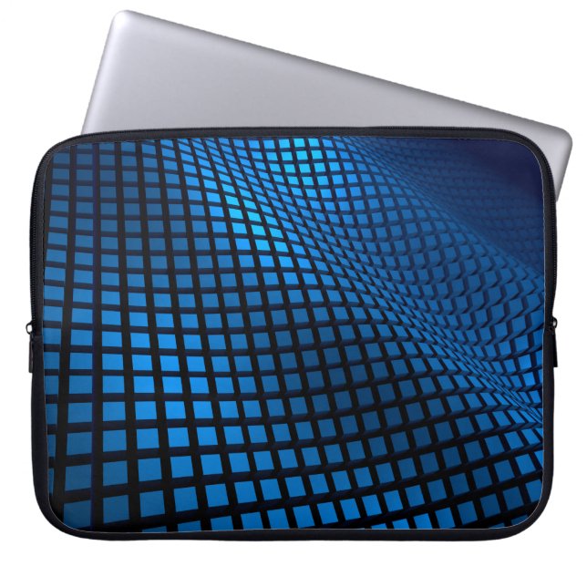 Abstract wave design blue laptop sleeve (Front)