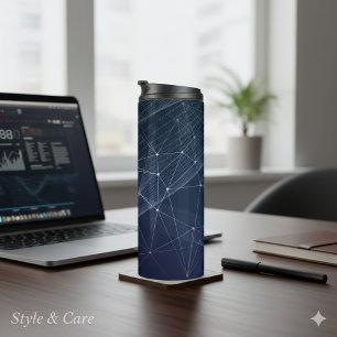 Abstract Wave & Geometry Pattern Thermal Tumbler