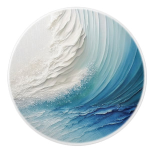 Abstract Wave Painting Ceramic Knob