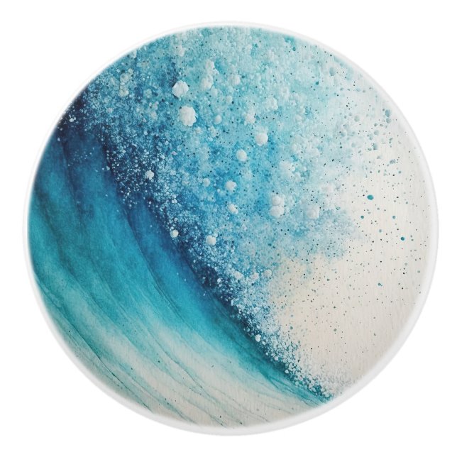 Abstract Wave Painting Ceramic Knob (Front)
