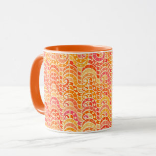 Abstract wave pattern - orange, coral and gold mug