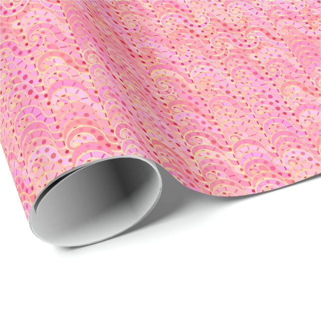 Abstract wave pattern - shades of soft pink wrapping paper (Roll Corner)