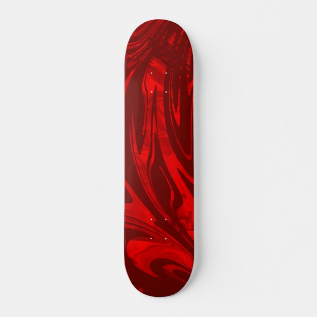 Abstract Wave Red Burgundy Skateboard (Front)