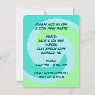 ABSTRACT WAVE Retro POOL Beach Party Invitation
