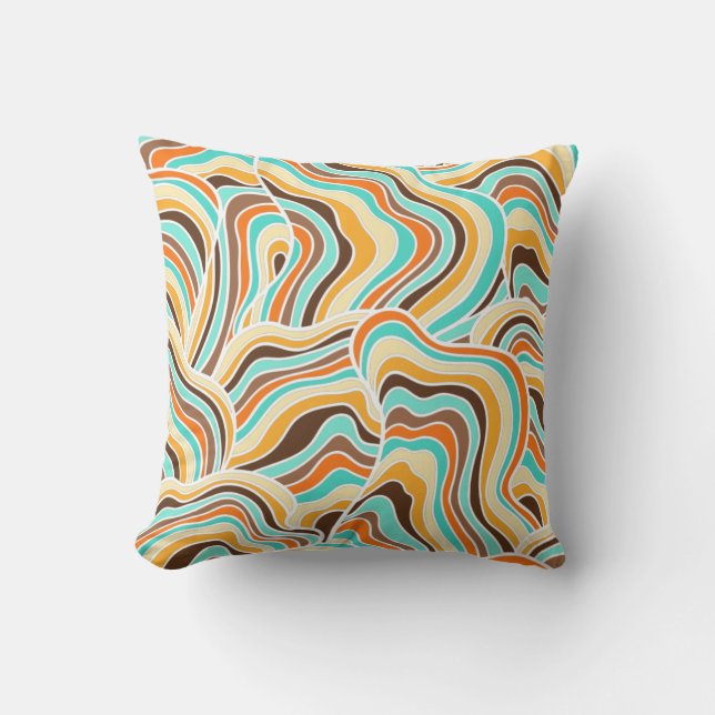 Abstract Wave Throw Pillow (Front)