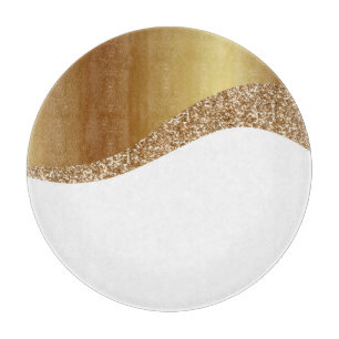 ABSTRACT WAVE WHITE GOLD TRAY CUTTING BOARD