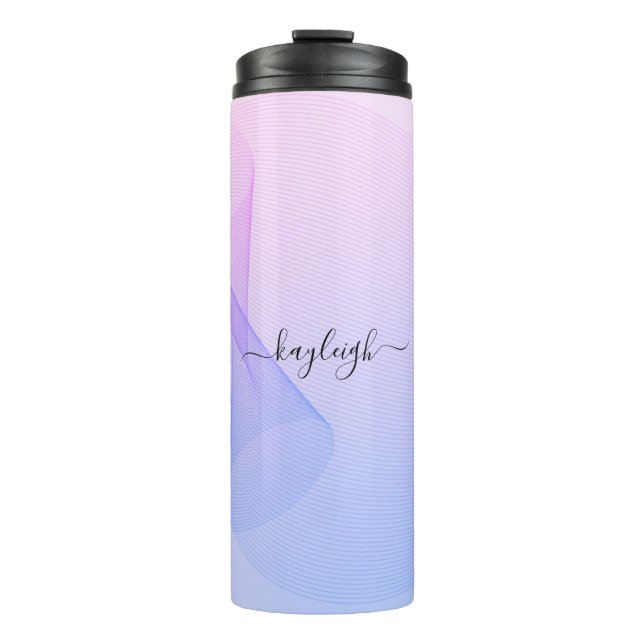 Abstract Wavelines Pink Blue Thermal Tumbler (Front)