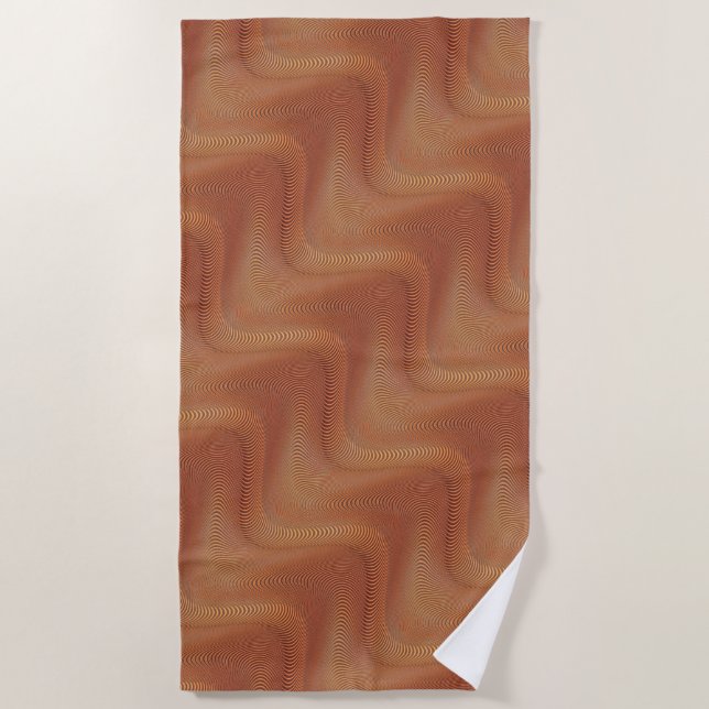 Abstract Waves Art Beach Towel (Front)