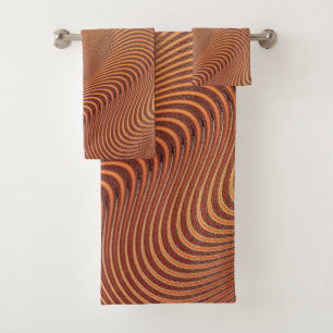 Abstract Waves Bath Towel Set - Beige Brown