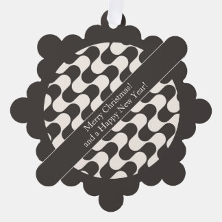 Abstract Waves Black and White with Text Ornament Card