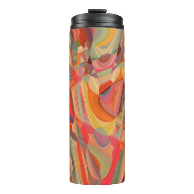 Abstract Waves Colourful Pattern Art Thermal Tumbler (Front)